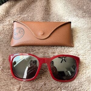 Ray-Ban Bold Red Sunglasses with Brown Case